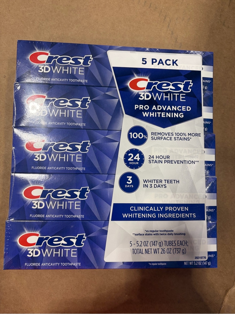 Crest 3D White Pro Advanced Whitening Toothpaste - 5 pack family value exp 2028